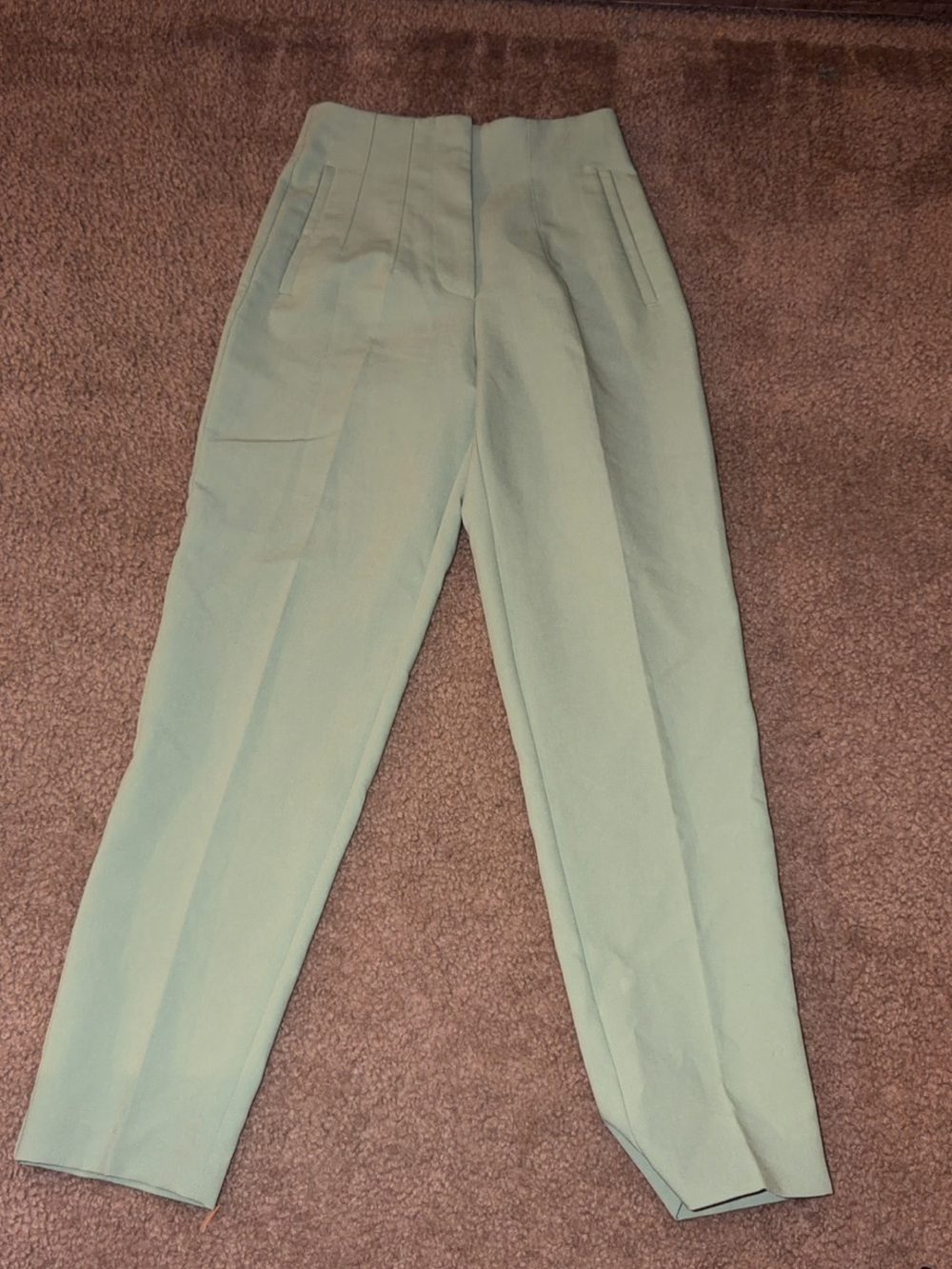 Zara Tailored High-Waist Pants in Sage Green